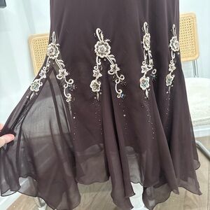 Vintage brown beaded midi dress!